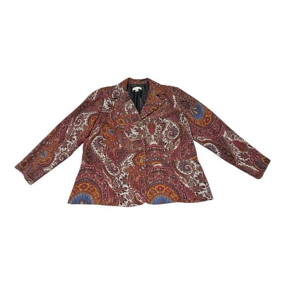 Coldwater Creek Women's Tapestry Boho Paisley All Over Print 2X Button Up Coat - Picture 1 of 10